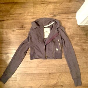 Abercrombie Grey Cropped Moto Jacket